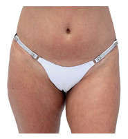 Jamin Leather® Snap Away White Leather Thong with Crystal Sides #UGTB201WCRW