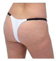 Jamin Leather® Snap Away White Leather Thong with Crystal Sides #UGTB201WCRW