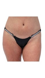 Jamin Leather Snap Away Black Leather Thong with Crystal Sides #UGTB204KCRK