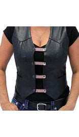 Jamin Leather® Crystals on Red Leather Vest Extenders - Set of 4 #VC20253CRR
