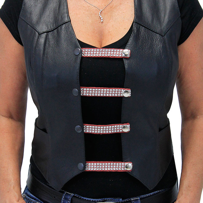 Crystal and Leather Vest Extender with Clips Set of 3 #VC2011CCRY - Jamin  Leather®