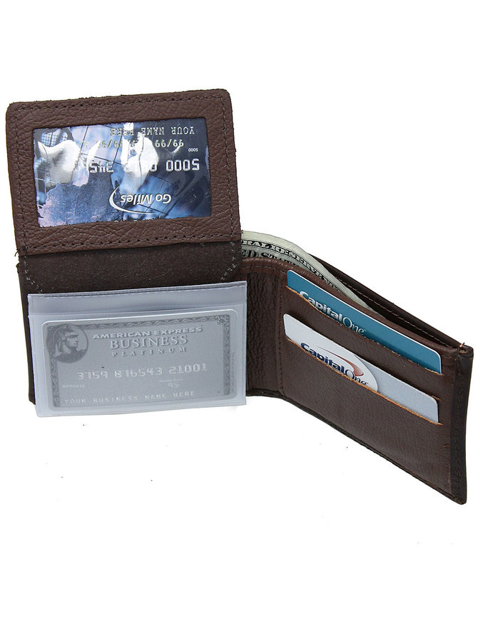 Extra Durable Vintage Brown Leather Wallet with ID Case #WBA30846N