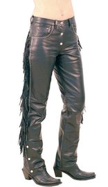 Jamin Leather Stud & Fringe Western Leather Pants #LP9024SF