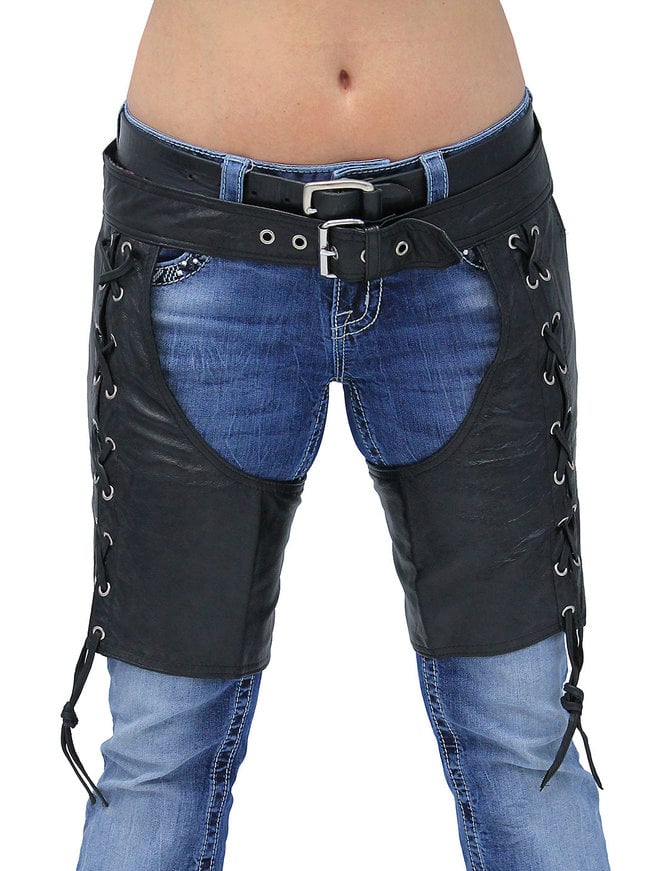 Side Lace Leather Half Chaps #C3231LLK (XXS-M)