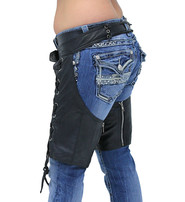 Side Lace Leather Half Chaps #C3231LLK (XXS-M)