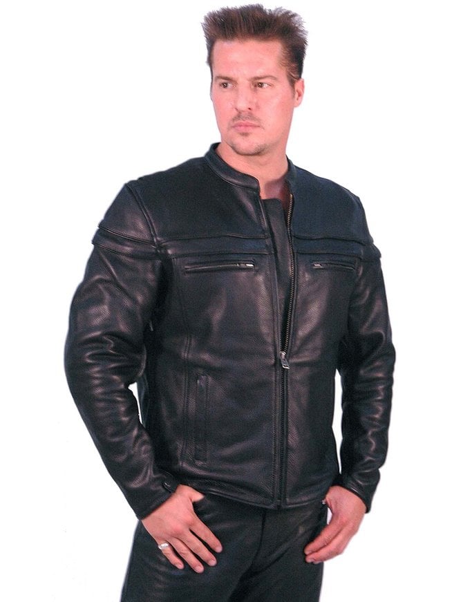 Vented Naked Leather Motorcycle Jacket - Scooter #M262NZ