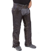 Jamin Leather® 4 Pocket Dark Retro Brown Chaps w/Removable Lining #C611ZPDN