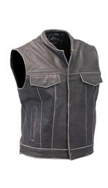 Jamin Leather® Vintage Brown Leather Club Vest w/Dual Concealed Pockets #VMA1015DN (S-M, 3X-5X)
