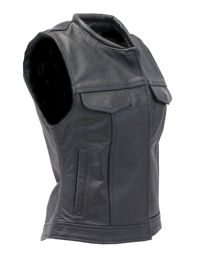 Jamin Leather® Women's Long Leather Club Vest w/1 Piece Back #VL10140GK