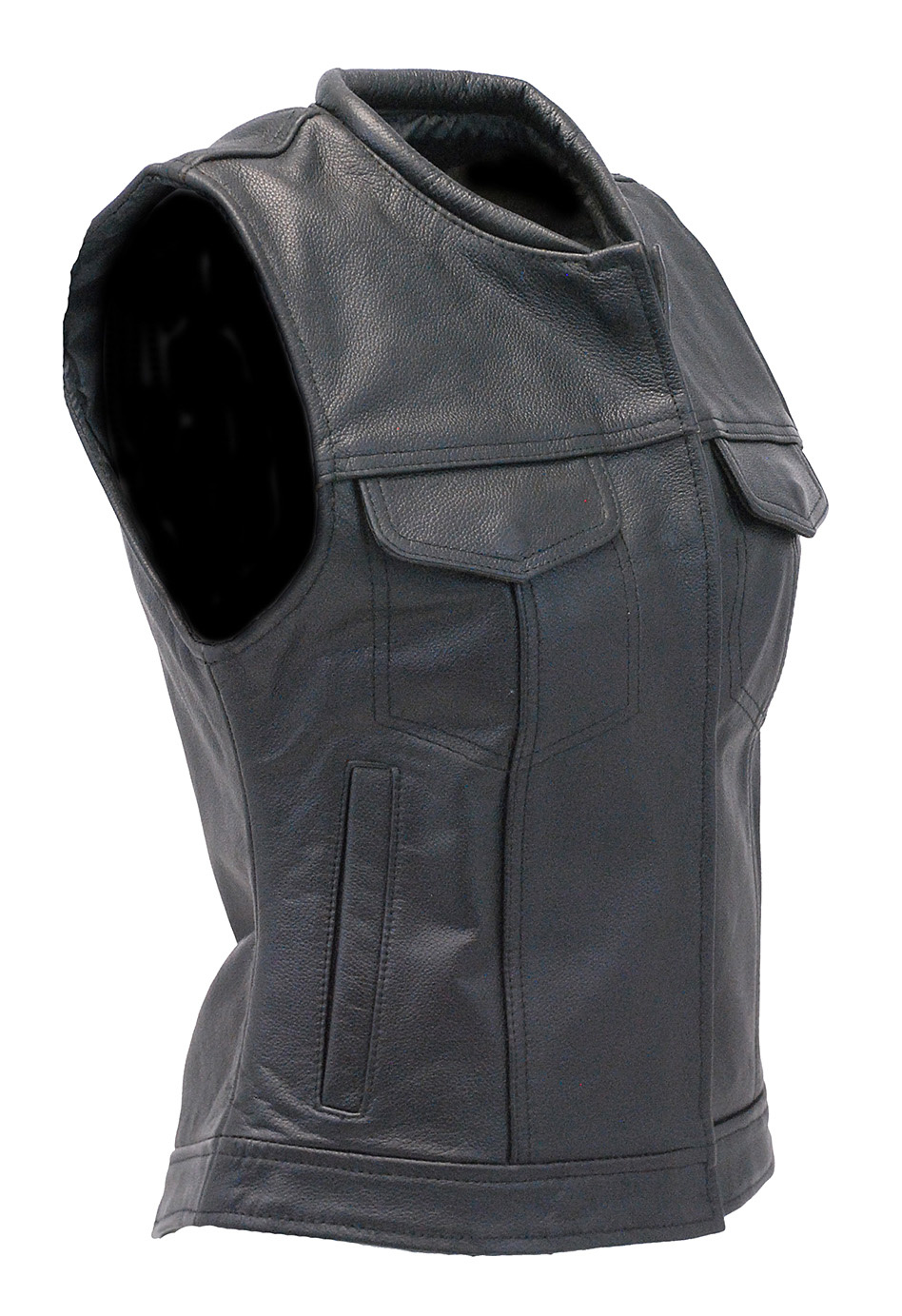 Women's Long Leather CCW Club Vest w/1 Piece Back VL10140GK Jamin