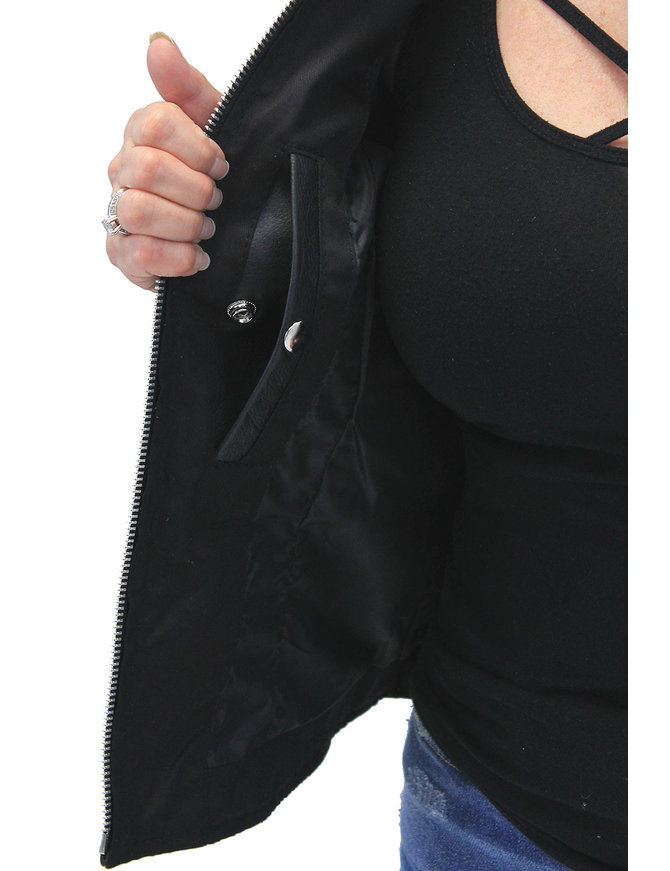 Lambskin Zip Front Long Leather Vest #LS6884ZK