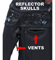 Milwaukee Ultra Premium Leather Reflective Skull Jacket w/Concealed Pocket #M15000GZSK