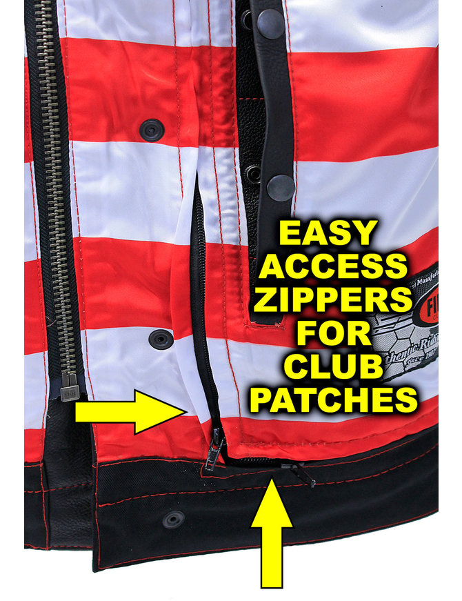 First MFG Red Stitch Flag Lined Ultra Premium Club Vest #VM684FLAGR