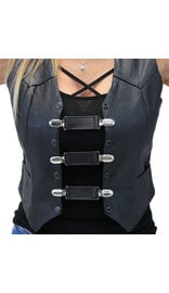 Jamin Leather® Black Leather Vest Extender with Clips Set of 3 #VC2010CK