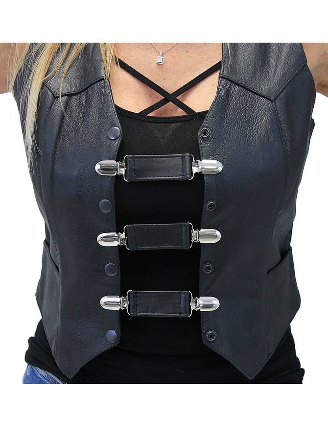 Jamin Leather Black Leather Vest Extender with Clips Set of 3 #VC2010CK