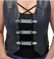 Jamin Leather® Crystal and Leather Vest Extender with Clips Set of 3 #VC2011CCRY