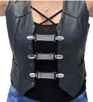 Jamin Leather Crystal and Leather Vest Extender with Clips Set of 3 #VC2011CCRY