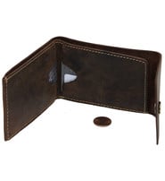 Brown Super Thin RFID Leather Snap Wallet #W513481N