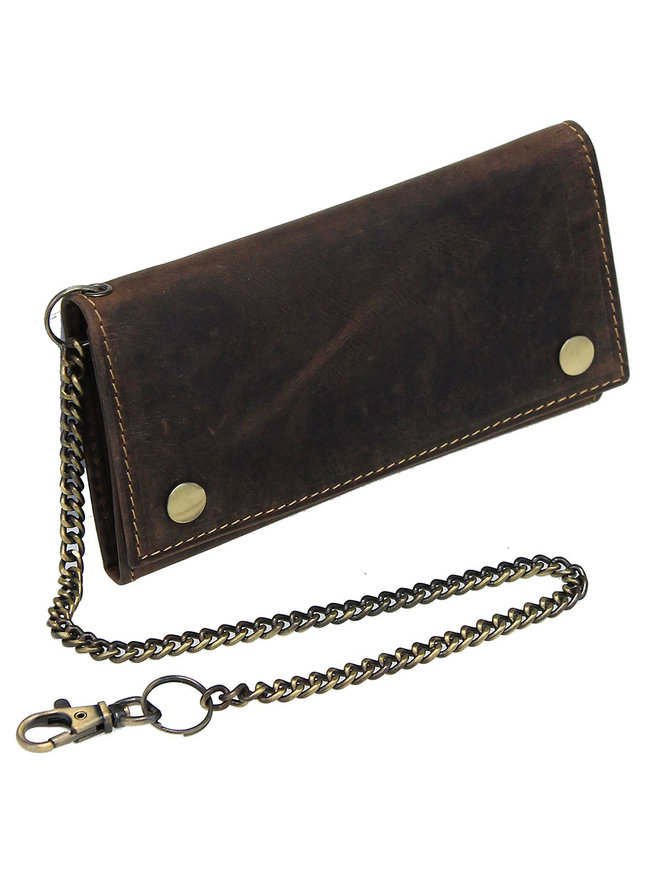 Vintage Gray Leather Men's Biker Chain Wallet Biker Wallet with Chain