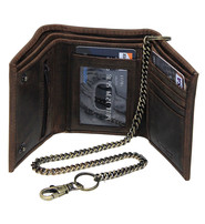 Vintage Brown Trifold Chain Wallet #WC54379N