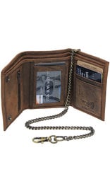 Vingage Brown RFID Trifold Chain Wallet #WC513211NID