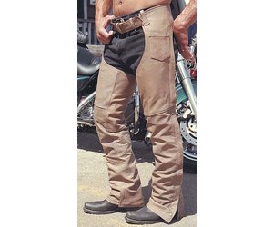 BROWN DISTRESSED LEATHER BIKER CHAPS XL