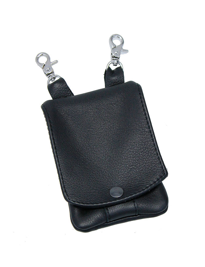 Jamin Leather® Black Leather Cell Phone Case - Adjustable Clip-On #PKK18090K
