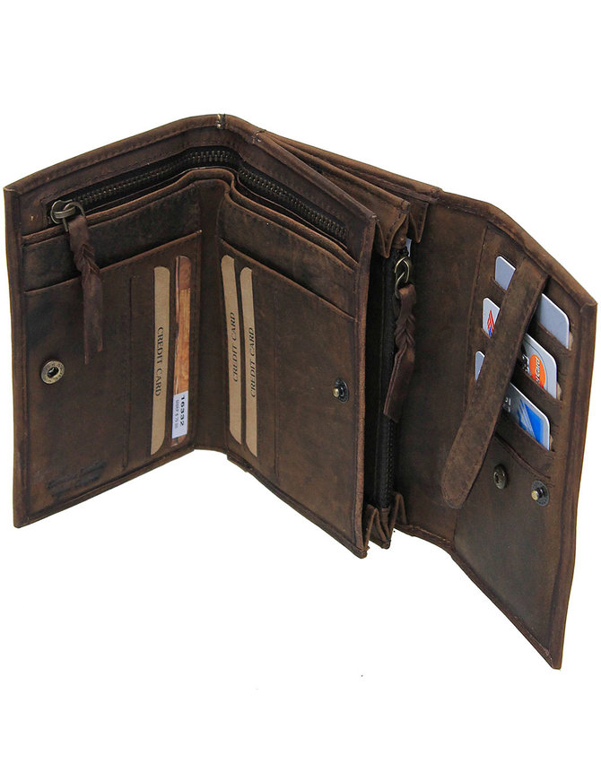 Women's Vintage Brown Hibiscus Embossed Wallet #WL163321FN