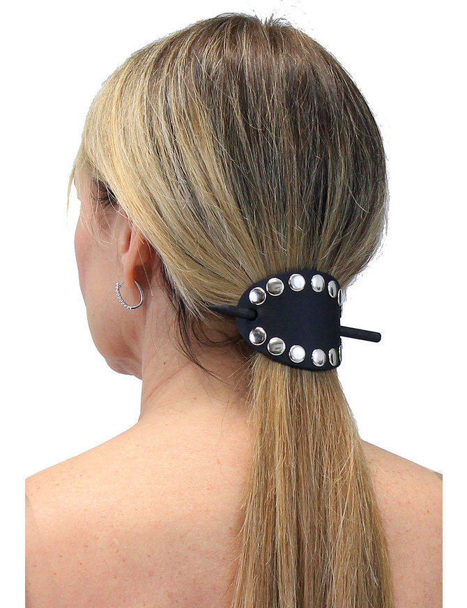 Jamin Leather® Black Studded Stick Barrette #AH101SK