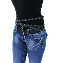 Multi-Strap Eyelet Belt with Clip-On Chain #A14587ECK