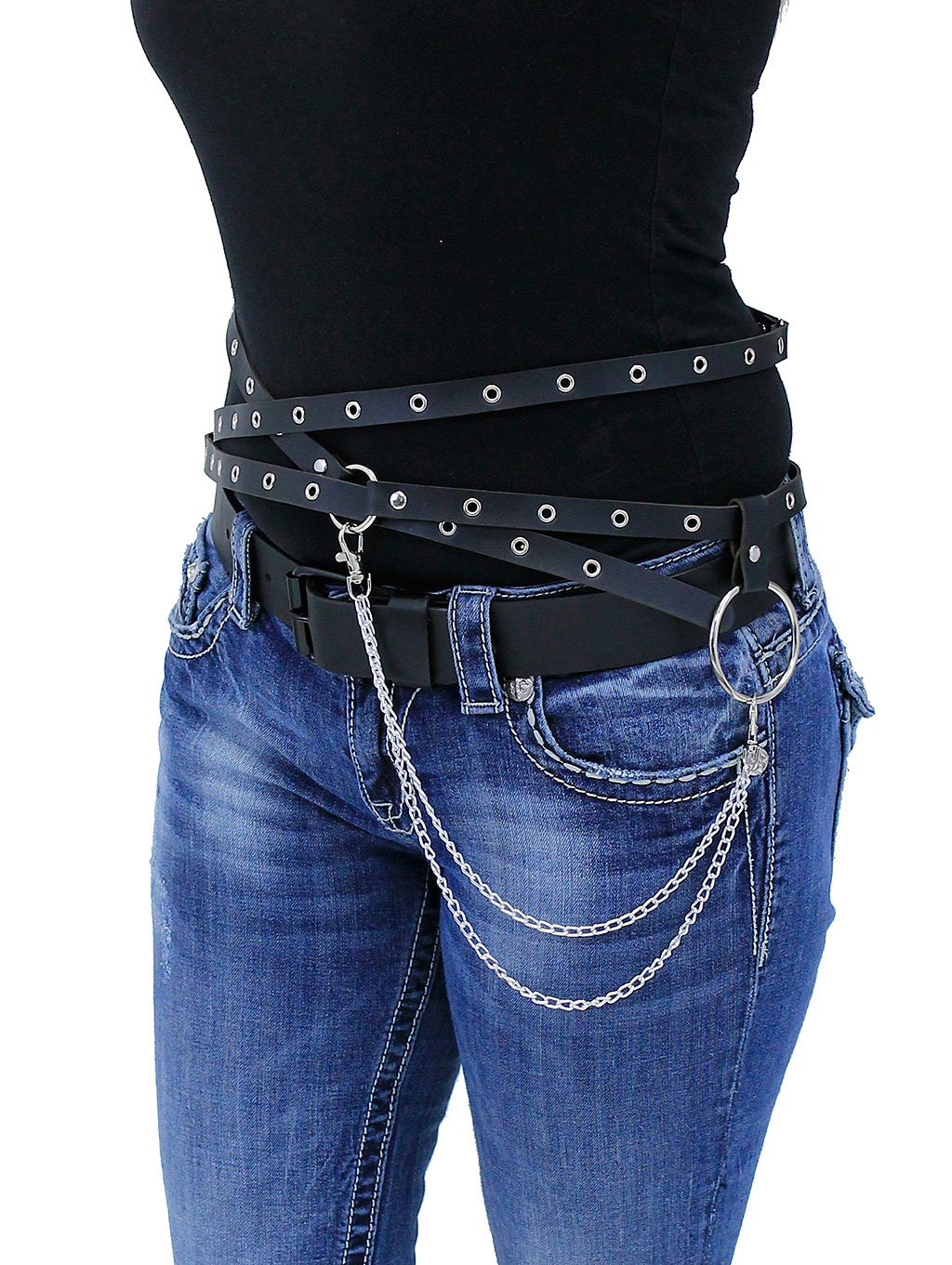 eyelet belt with chain