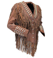 Jamin Leather® Genuine Bone Studded Fringe Leather Jacket #L1615FBK