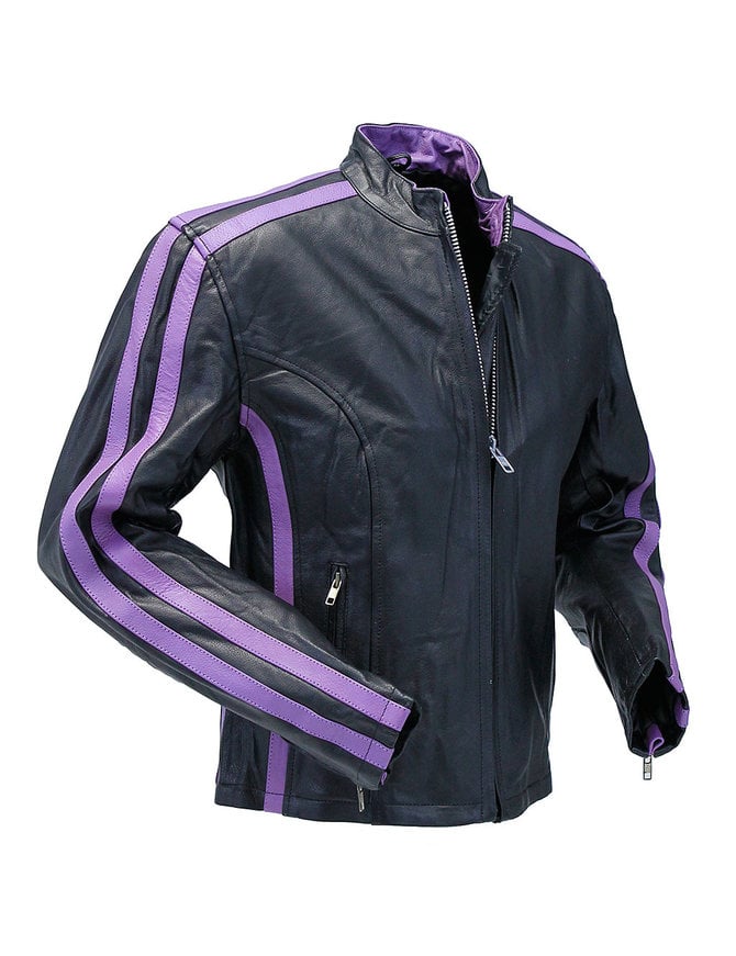 Purple Striped Motorcycle Jacket w/Zip-Out Lining #L256717ZP