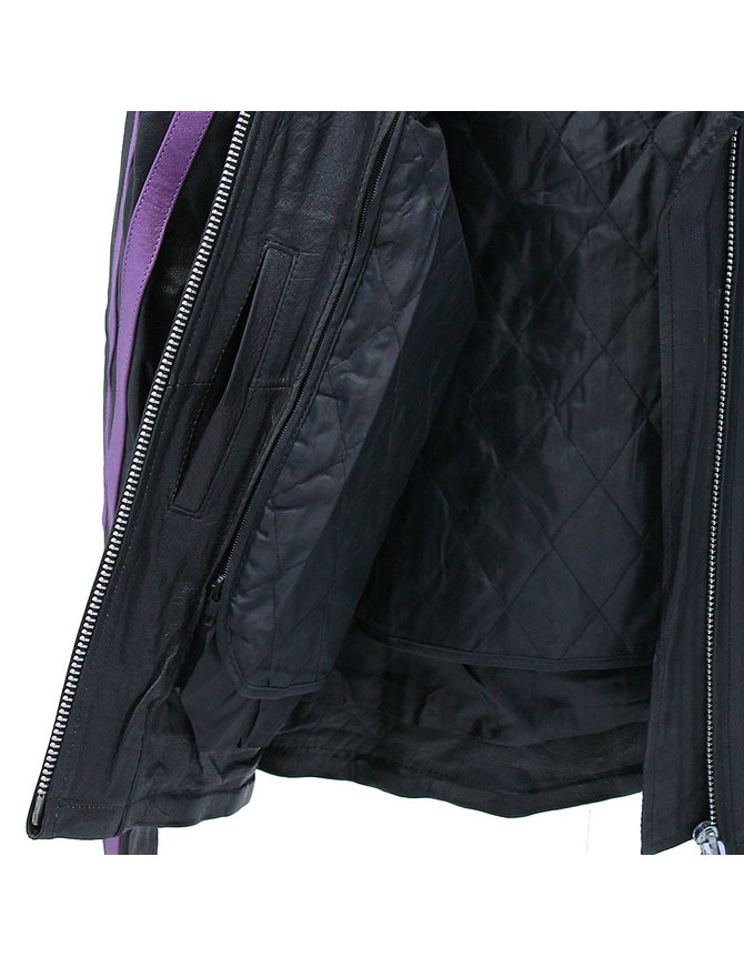 Purple Striped Motorcycle Jacket w/Zip-Out Lining #L256717ZP