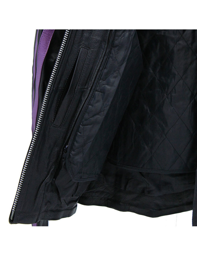 Purple Striped Motorcycle Jacket w/Zip-Out Lining #L256717ZP