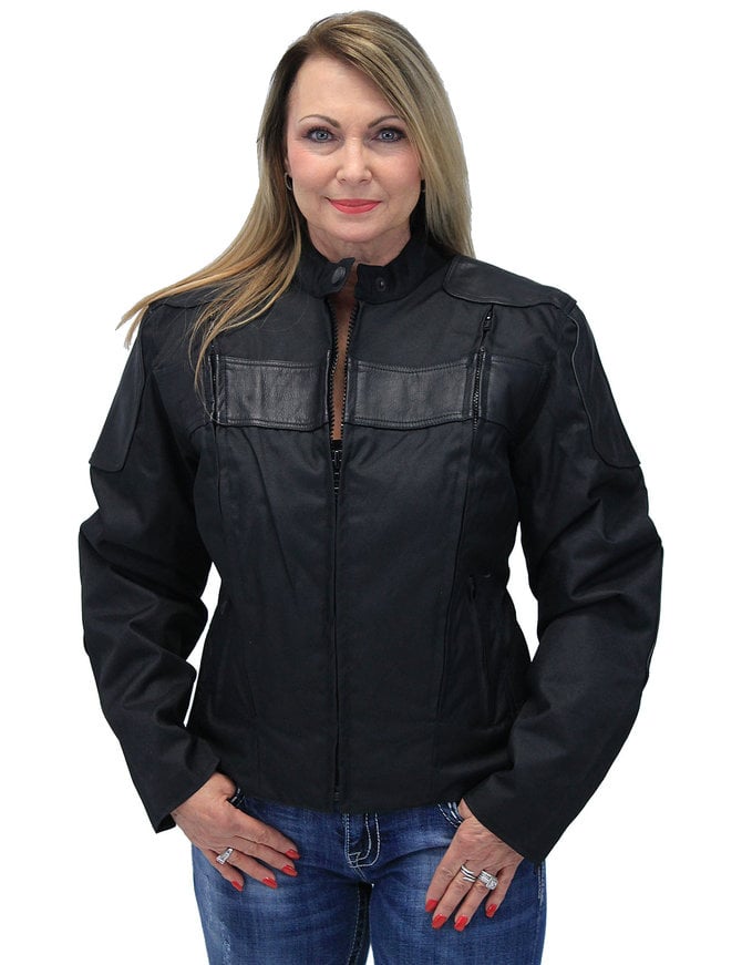 Leather and Textile Vented Women's Biker Jacket #LC2179VZK