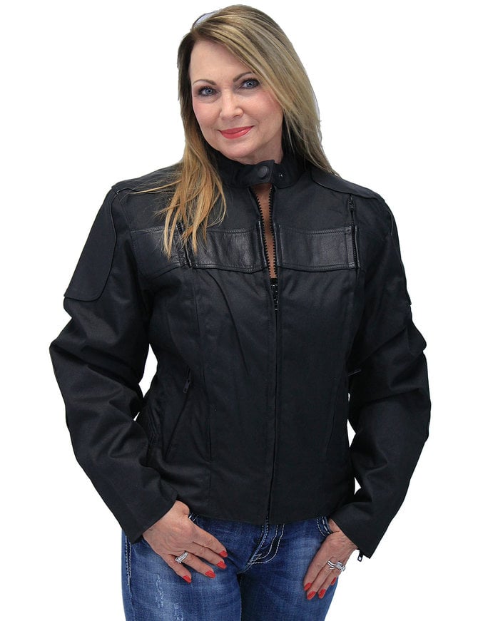 Leather and Textile Vented Women's Biker Jacket #LC2179VZK