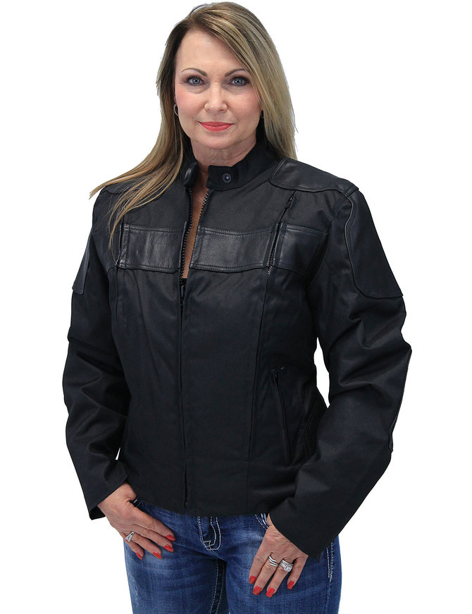 Leather and Textile Vented Women's Biker Jacket #LC2179VZK