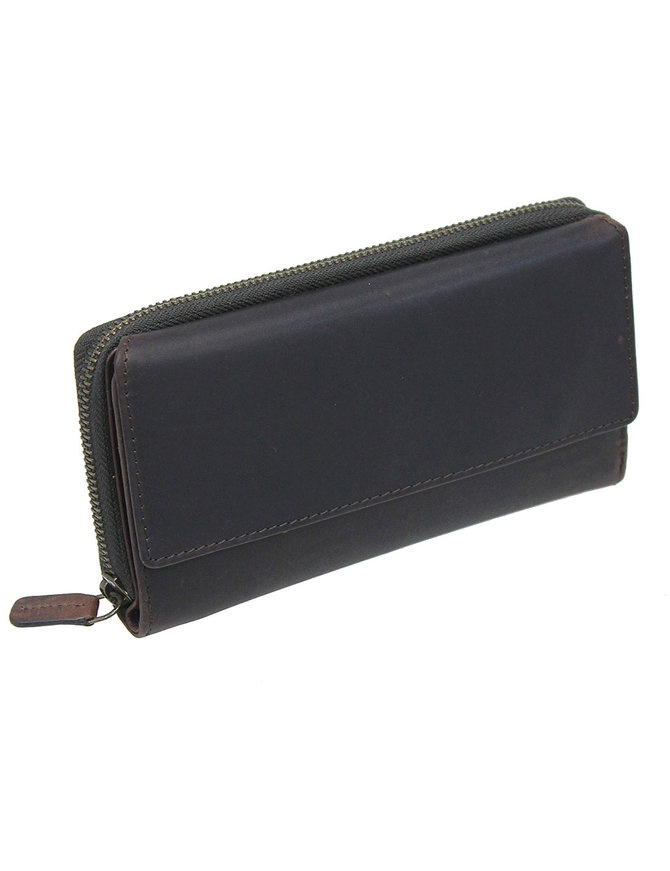 Women's Dark Brown RFID Zipper Organizer Wallet #WL16392NID