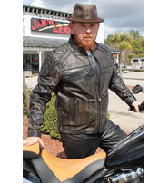 Unik Men's Quilt Panel Vented Vintage Brown Racer Jacket w/Concealed  Pockets #MA6634VZN