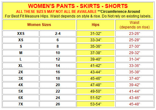 Sonoma Women's Clothing Size Chart