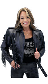 Jamin Leather® Ladies Cropped Leather Jacket w/Fringe #L205FB (XS-S)