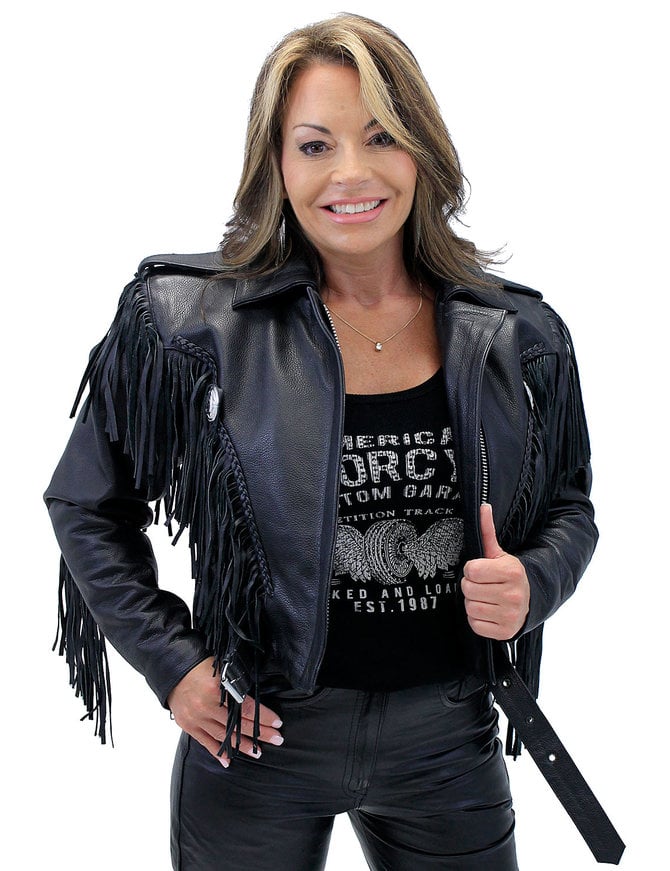 Jamin Leather® Ladies Cropped Leather Jacket w/Fringe #L205FB