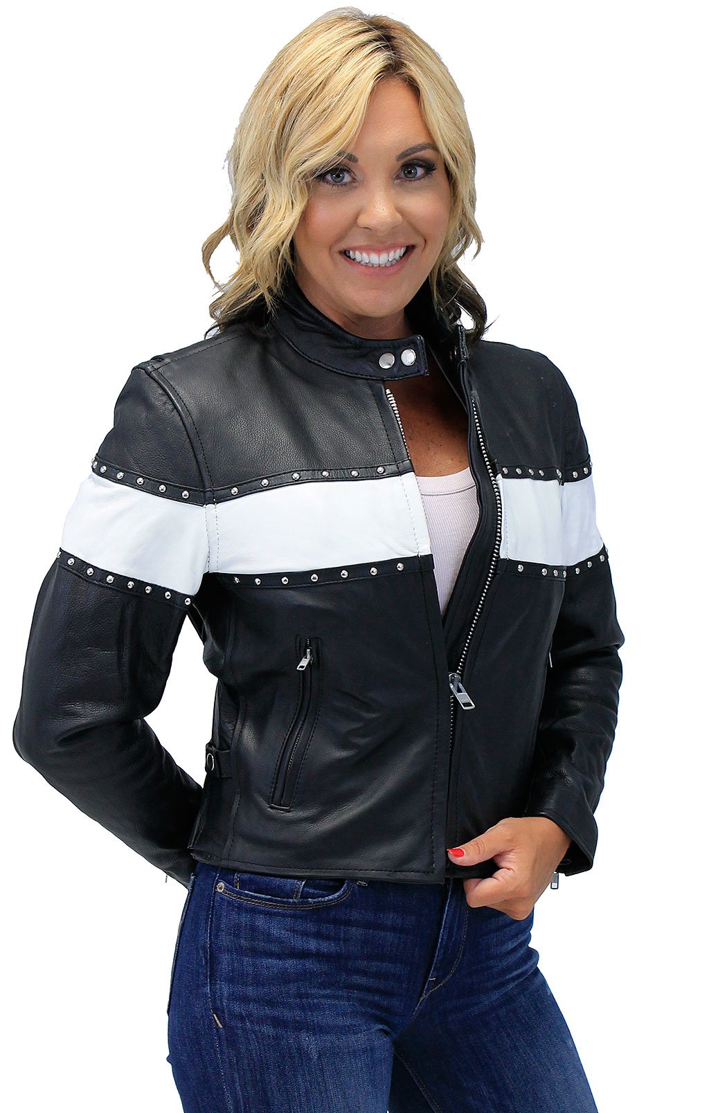 Womens White Motorcycle Leather Jacket
