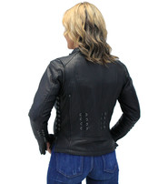 Daniel Smart Eyelet Trim Laced Women's Motorcycle Jacket Concealed Pocket #L8850LGVZK