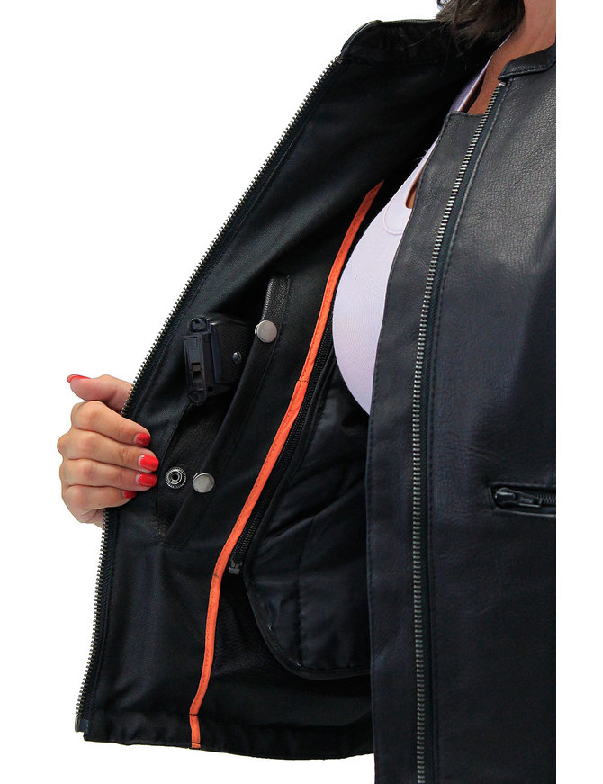 Eyelet Trim Laced Motorcycle Jacket Concealed Pocket #L8850LGVZK - Jamin  Leather®