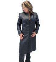 Jamin Leather® Collar Free Long Lambskin Leather Coat for Women #L1502398ZK