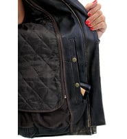 Unik Women's Brown Vented Vintage Racer Jacket w/Reflectors #LA6831VZGN