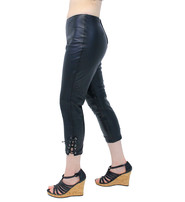 Soft Lambskin Leather Capris with Ankle Lacing #LP1119LK