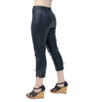 Soft Lambskin Leather Capris with Ankle Lacing #LP1119LK